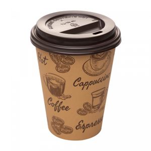 Conjunto 50 Copos Descartáveis com Tampa Capuccino Papel - Lyor