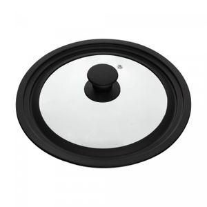 Tampa Universal para Panela com 22 a 26cm Preta Vidro - Lyor