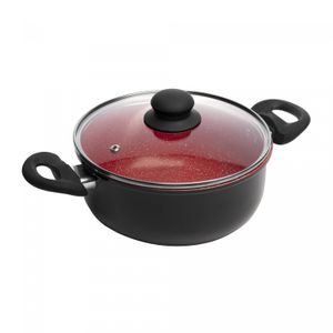 Caçarola de Indução com Tampa Vidro Chef Pro 22cm Vermelho Alumínio com Revestimento Cerâmico - Lyor