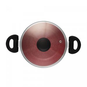 Caçarola de Indução com Tampa Vidro Chef Pro 22cm Vermelho Alumínio com Revestimento Cerâmico - Lyor