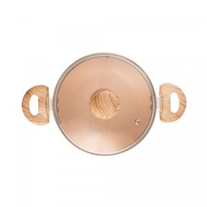 Caçarola de Indução com Tampa de Vidro Chef Pro 22cm Bege Alumínio com Revestimento Cerâmico - Lyor