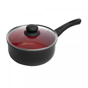 Panela de Indução com Tampa de Vidro Chef Pro 16cm Vermelha Alumínio com Revestimento Cerâmico Lyor