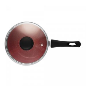 Panela de Indução com Tampa de Vidro Chef Pro 16cm Vermelha Alumínio com Revestimento Cerâmico Lyor