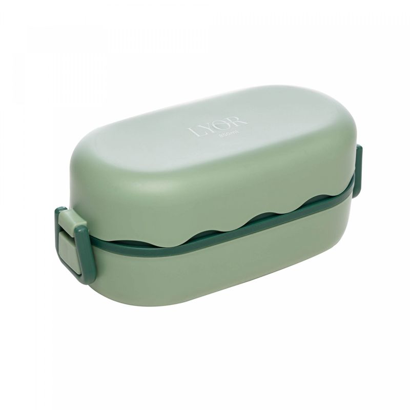 Marmita-Hermetica-com-Talheres-850ml-Verde-Plastico-Lyor