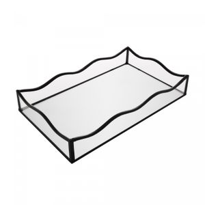 Bandeja com Espelho Ocean 15cm x 25cm x 4cm Preta Metal - Lyor
