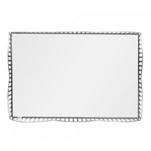 Bandeja com Espelho Wave 21cm x 14cm x 4cm Prateada Metal - Lyor
