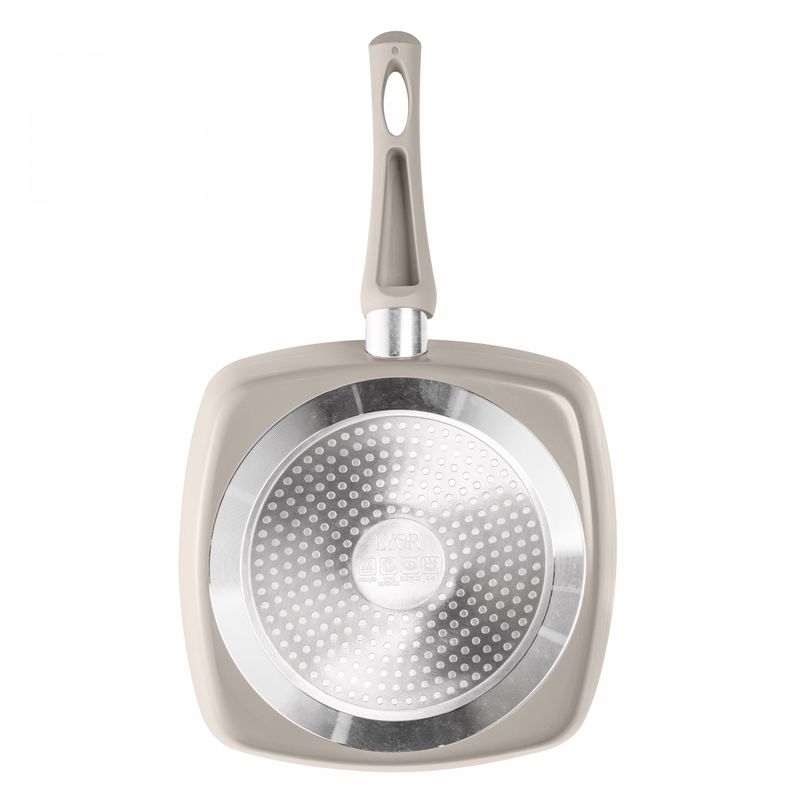 Bistequeira-de-Inducao-Chef-Pro-24cm-Taupe-Aluminio-com-Revestimento-Ceramico-Lyor