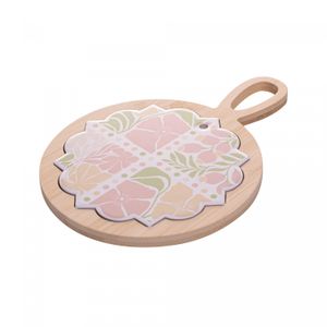 Conjunto 2 Peças Tábua com Bandeja Floral 25cm x 18cm x 1cm Bambu - Lyor