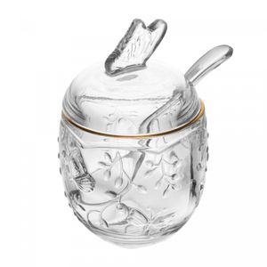 Açucareiro com Colher New Butterfly com Fio de Ouro 250ml Cristal Ecológico - Lyor