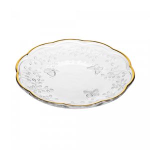 Prato para Sobremesa New Butterfly com Fio de Ouro 20cm Cristal Ecológico - Lyor