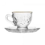 Xicara-de-Cha-com-Pires-New-Butterfly-com-Fio-de-Ouro-180ml-Cristal-Ecologico-Lyor