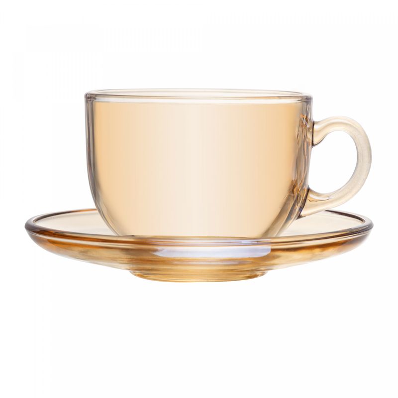Xicara-de-Cha-com-Pires-Nice-de-Vidro-150ml-Ambar-Lyor