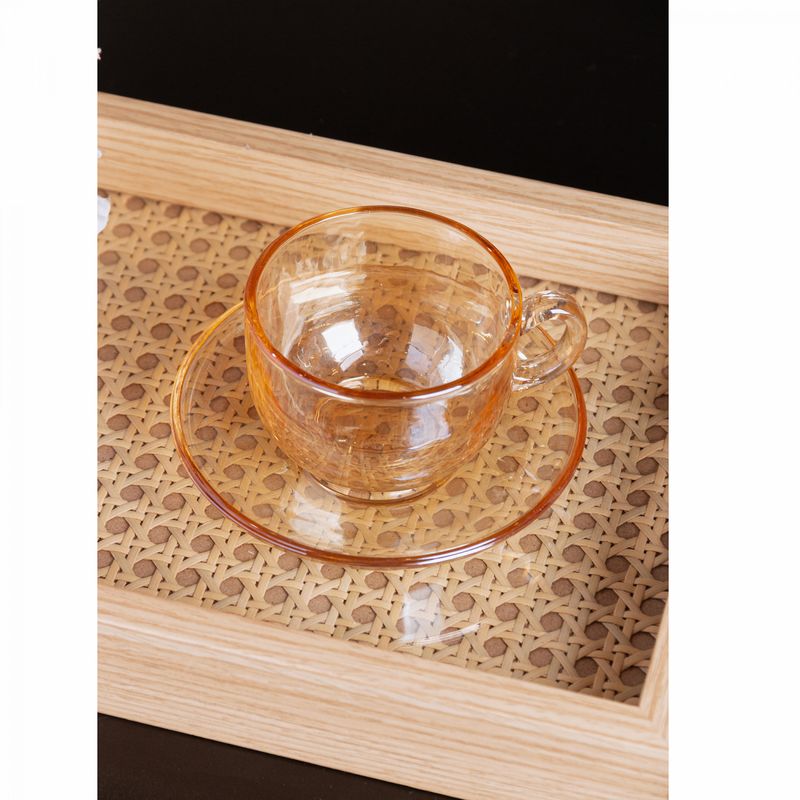 Xicara-de-Cha-com-Pires-Nice-de-Vidro-150ml-Ambar-Lyor