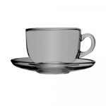 Xicara-de-Cha-com-Pires-Nice-de-Vidro-150ml-Cinza-Lyor
