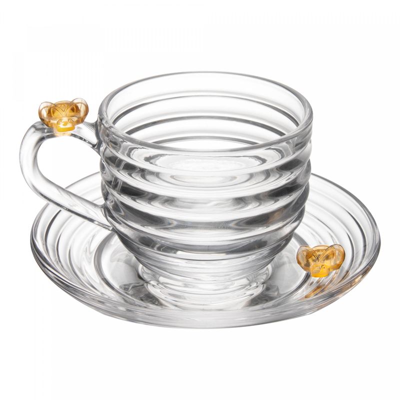 Xicara-de-Cha-com-pires-Little-Bee-200ml-de-Cristal-Ecologico-Lyor