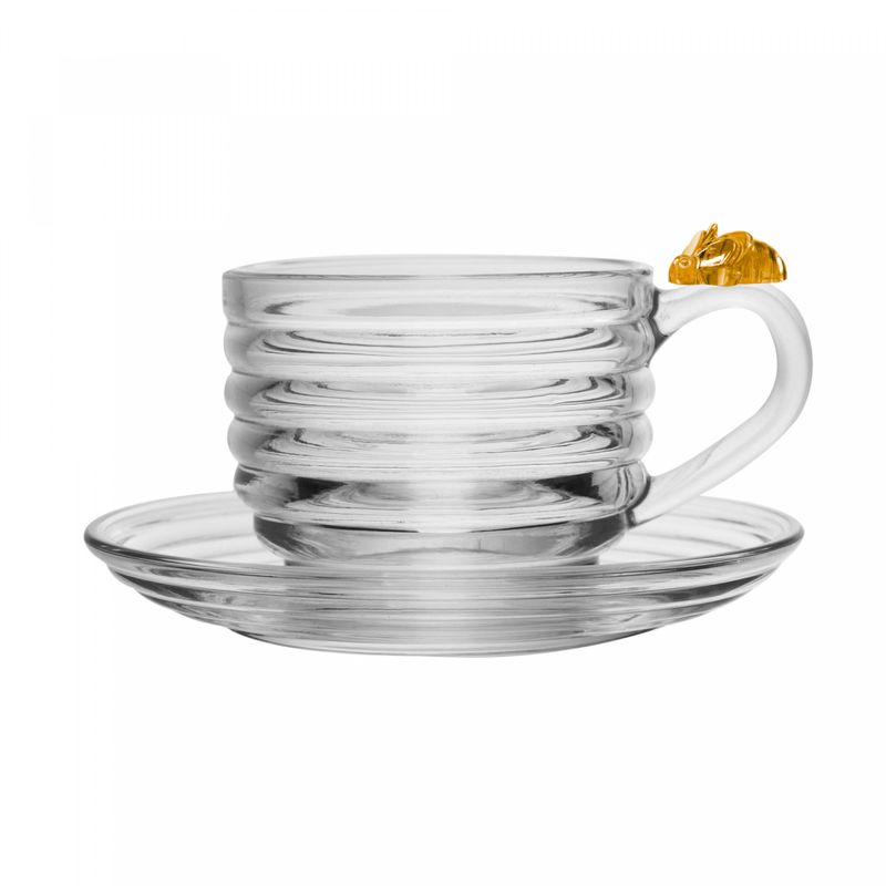 Xicara-de-Cha-com-pires-Little-Bee-200ml-de-Cristal-Ecologico-Lyor
