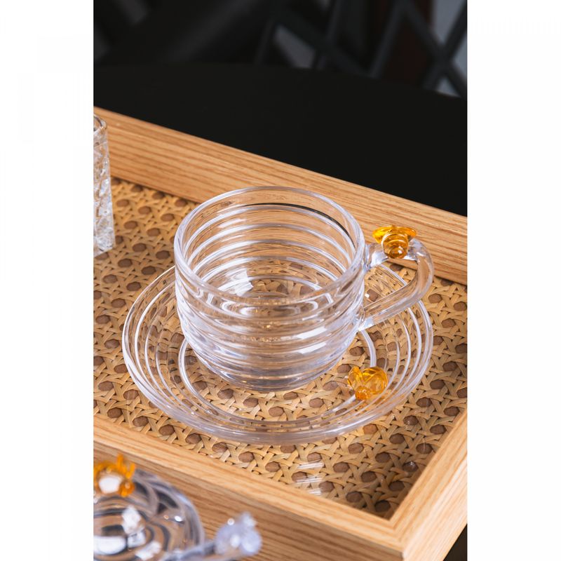 Xicara-de-Cha-com-pires-Little-Bee-200ml-de-Cristal-Ecologico-Lyor