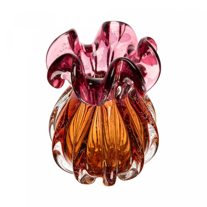 Vaso-Italy-13cm-x-17cm-Rosa-e-Ambar-Vidro-Lyor