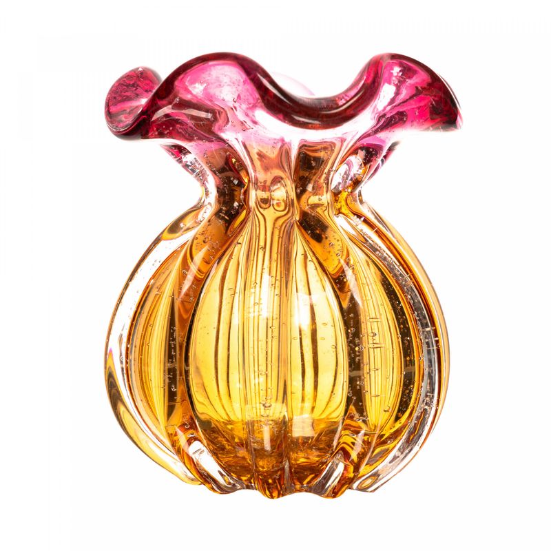 Vaso-Italy-11cm-x-13cm-Rosa-e-Ambar-Vidro-Lyor