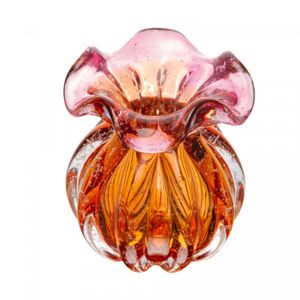 Vaso Italy 10cm x 11cm Rosa e Âmbar Vidro - Lyor