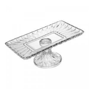 Travessa para Servir de Cristal Ecológico com Pé Diamond 30cm x 16,5cm x 12cm - Lyor