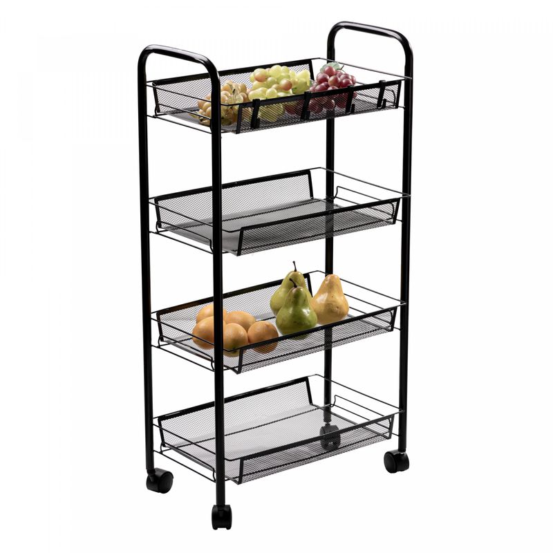 Carrinho-Organizador-Multiuso-de-Metal-4-Prateleiras-com-Rodinhas-Preto-44cm-x-26cm-x-83cm-Lyor