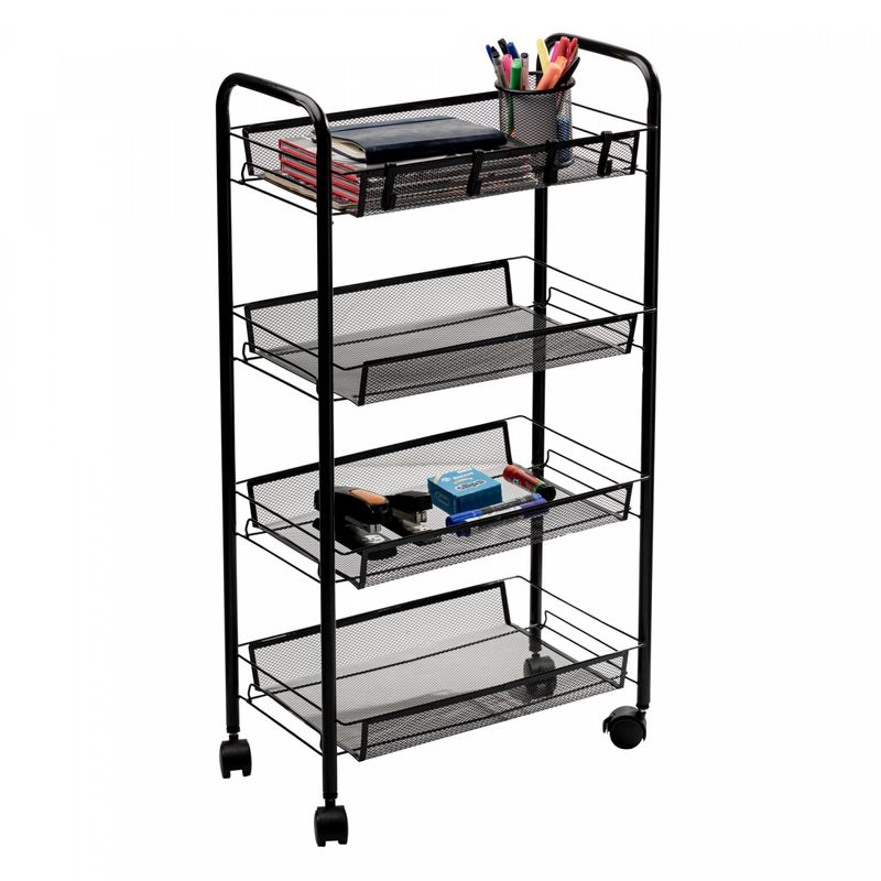 Carrinho-Organizador-Multiuso-de-Metal-4-Prateleiras-com-Rodinhas-Preto-44cm-x-26cm-x-83cm-Lyor