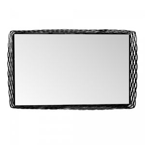 Bandeja de Metal com Espelho Arles Preto Fosco 21cm x 13cm x 5cm - Lyor