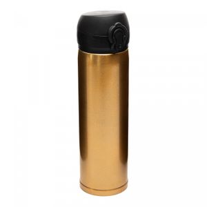 Garrafa Térmica Dupla Parede de Aço Inox com Tampa Flip Dourada 410ml - Lyor