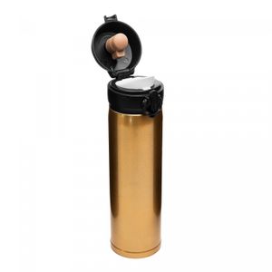 Garrafa Térmica Dupla Parede de Aço Inox com Tampa Flip Dourada 410ml - Lyor