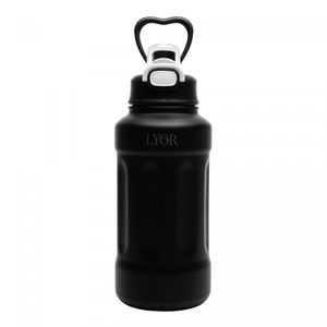 Garrafa Térmica de Aço Inox com Alça Adventure Preta 1L - Lyor