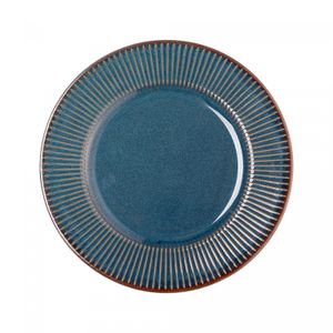 Prato para Sobremesa de Cerâmica Linear Azul 20cm - Lyor