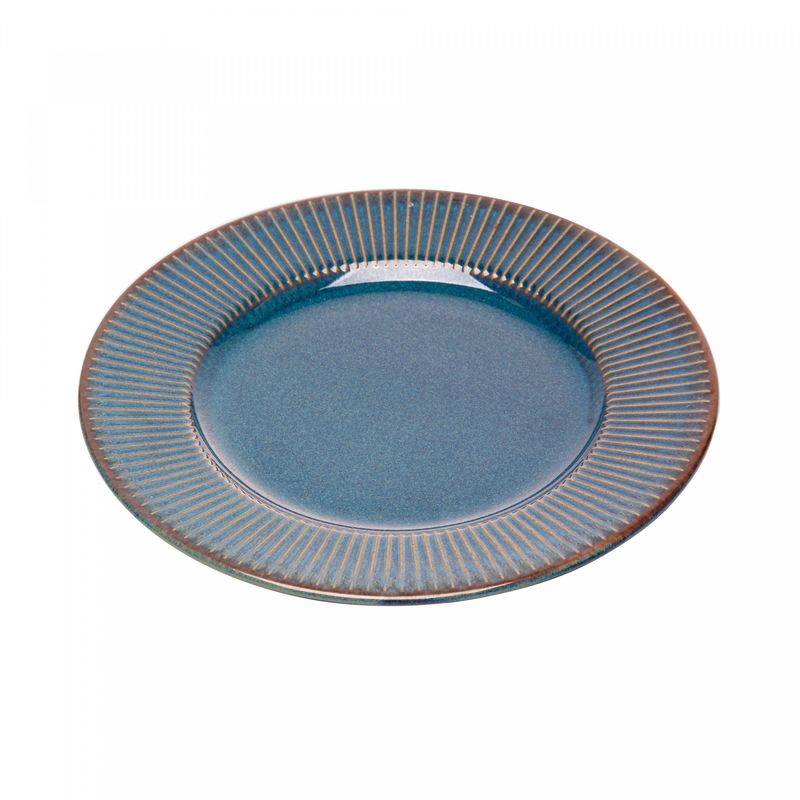 Prato-para-Sobremesa-de-Ceramica-Linear-Azul-20cm-Lyor