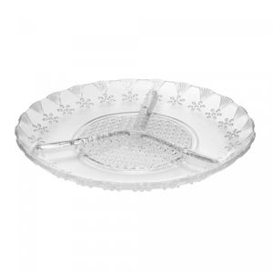 Petisqueira de Vidro com 3 Divisórias Floral 19,5cm - Lyor