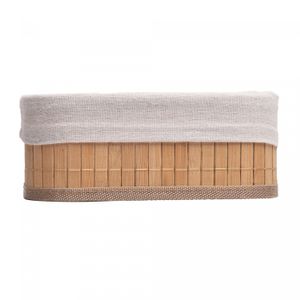 Conjunto 3 Cestos Retangulares de Bambu com Forro em Tecido - Lyor