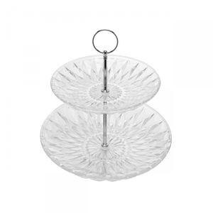 Porta Doces de Vidro 2 Andares Diamond 25cm - Lyor
