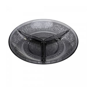 Petisqueira de Vidro com 3 Divisórias Angel Fumê 21,5cm - Lyor