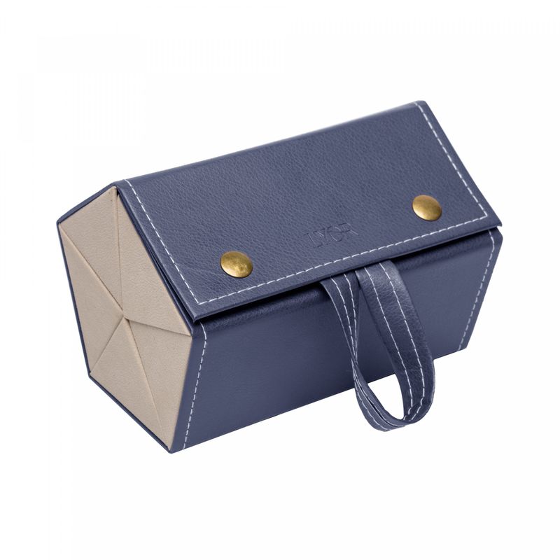 Estojo-para-Oculos-de-Couro-Sintetico-Azul-com-5-Cavidades-Lyor