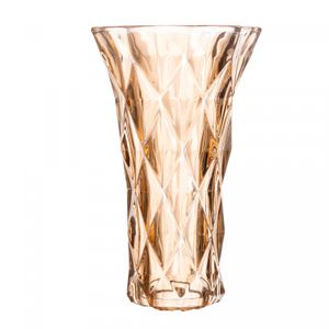 Vaso de Vidro Diamond Âmbar Metalizado 15cm x 8cm x 25cm - Lyor