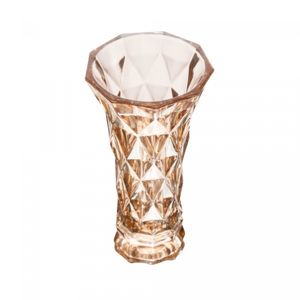 Vaso de Vidro Diamond Âmbar Metalizado 13cm x 6,5cm x 20cm - Lyor
