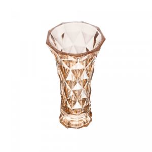 Vaso de Vidro Diamond Âmbar Metalizado 8cm x 8cm x 15cm - Lyor