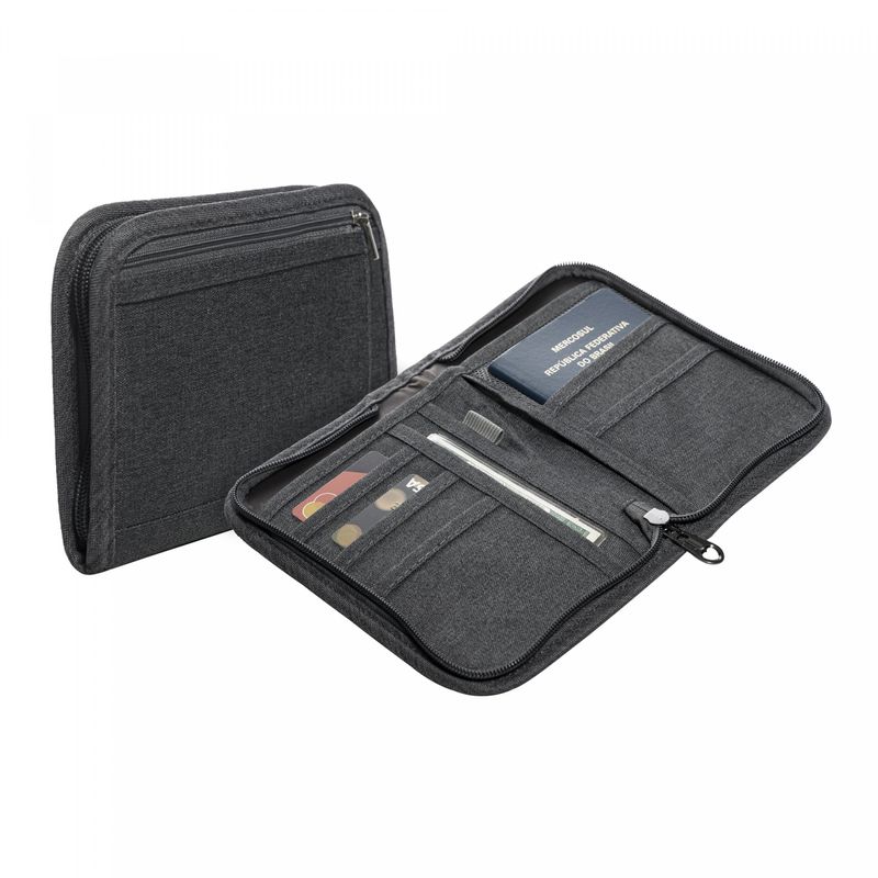 Porta-Documentos-e-Passaporte-de-Poliester-Cinza-18cm-x-13cm-x-3cm-Lyor