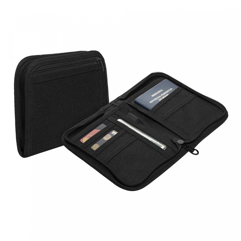 Porta-Documentos-e-Passaporte-de-Poliester-Preto-18cm-x-13cm-x-3cm-Lyor