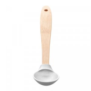Conjunto 3 Utensílios de Silicone com Cabo de Bambu Cinza - Lyor