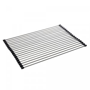 Escorredor Multiuso Tipo Esteira Flexível em Aço Inox e Silicone Preto 52cm x 35cm - Lyor