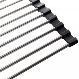 Escorredor Multiuso Tipo Esteira Flexível em Aço Inox e Silicone Preto 52cm x 35cm - Lyor