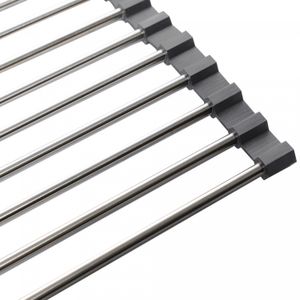 Escorredor Multiuso Tipo Esteira Flexível em Aço Inox e Silicone Cinza 52cm x 35cm - Lyor