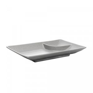 Prato Retangular de Melamina com Molheira Tóquio Granilite 19cm x 12,5cm x 4cm - Lyor