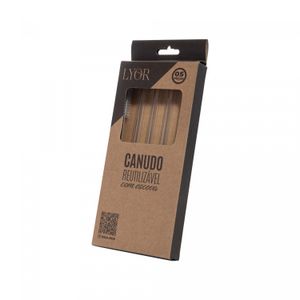 Conjunto 4 Canudos de Vidro Reutilizáveis com Escova para Limpeza 20cm - Lyor