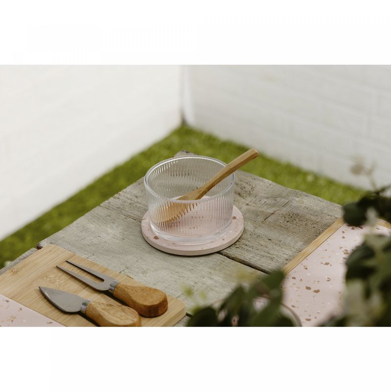 Petisqueira-Redonda-de-Vidro-com-Colher-de-Bambu-e-Suporte-Terrazo-12x10x65cm-Lyor